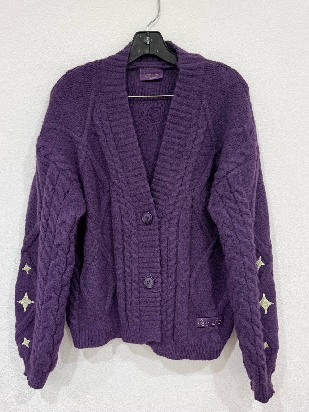 Taylor Swift Speak Now Taylor's Version Purple Chunky Knit Cardigan Size XS/SM - Picture 2 of 5